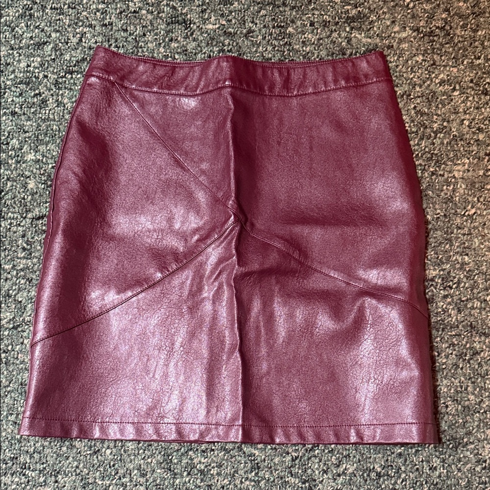 Zeagoo Shiny Burgundy Pencil Skirt